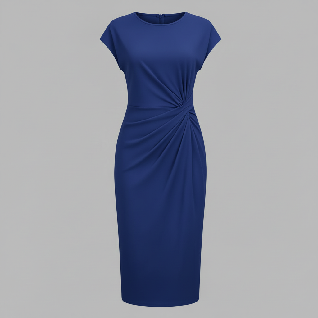 Elegantes Midi Kleid Damen | Kurzärmliges Formelles Kleid