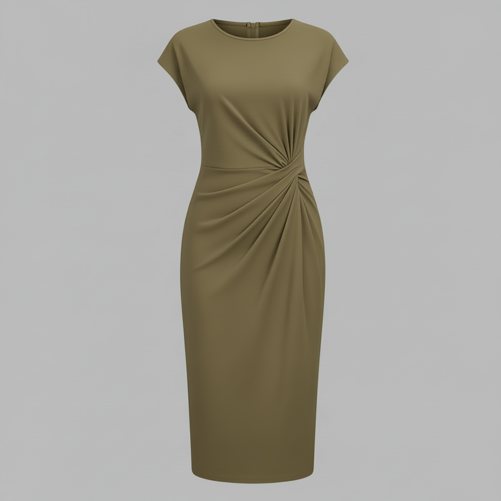 Elegantes Midi Kleid Damen | Kurzärmliges Formelles Kleid