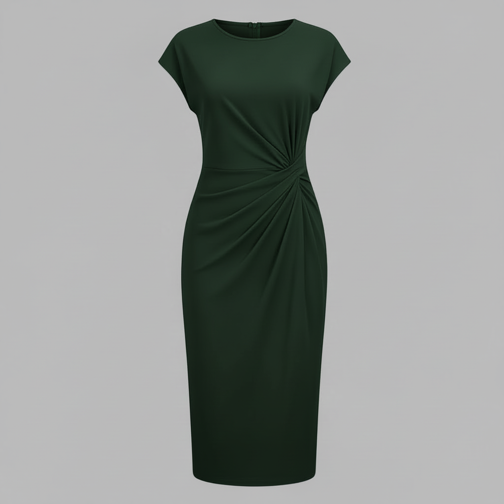 Elegantes Midi Kleid Damen | Kurzärmliges Formelles Kleid