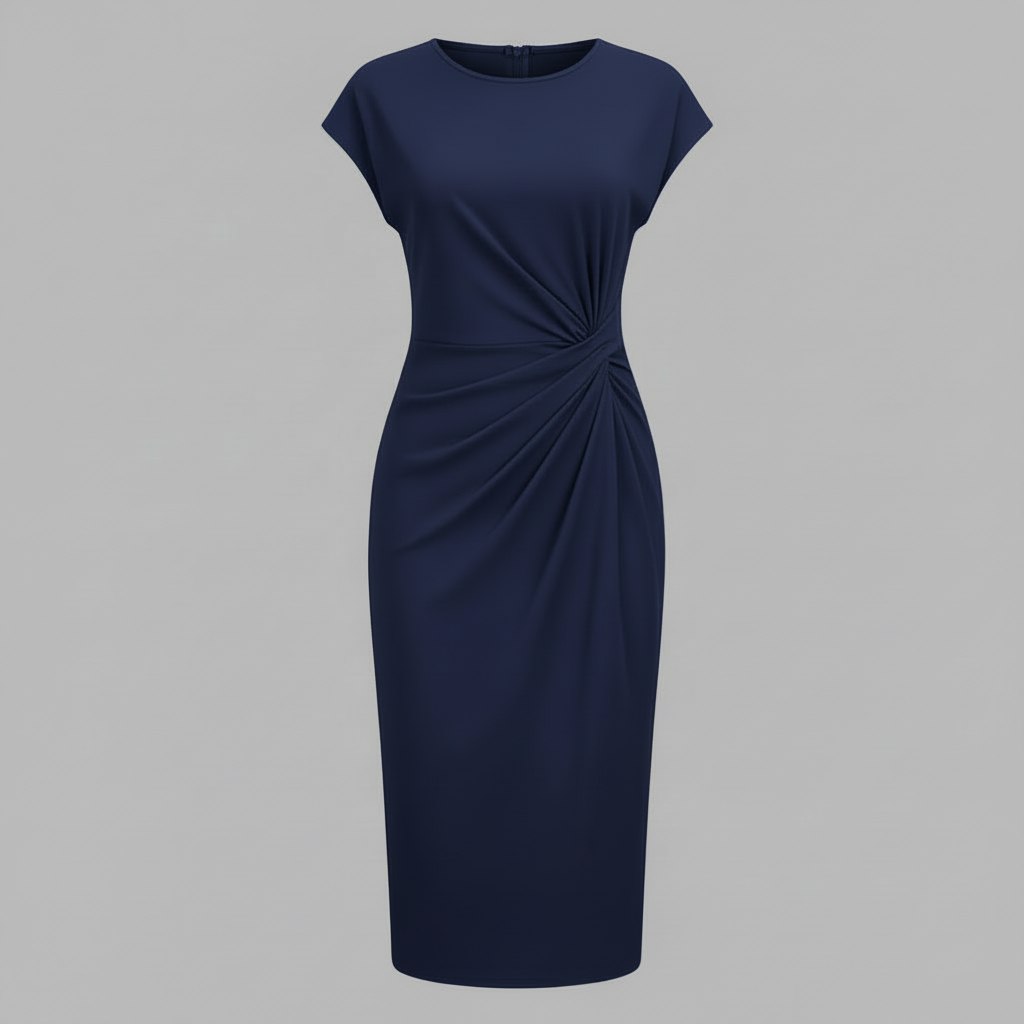 Elegantes Midi Kleid Damen | Kurzärmliges Formelles Kleid