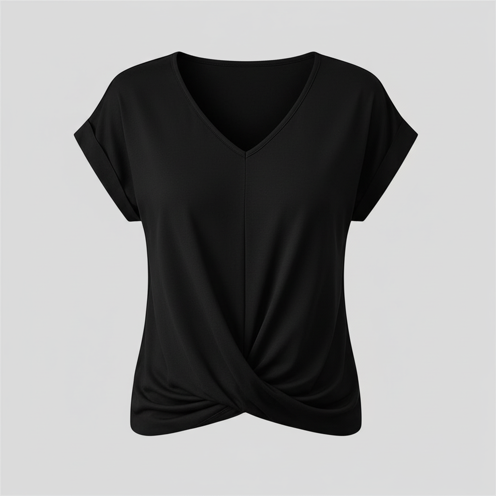V-Ausschnitt Twist-Top | Oberteil Damen Kurzarm