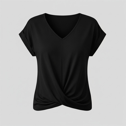 V-Ausschnitt Twist-Top | Oberteil Damen Kurzarm