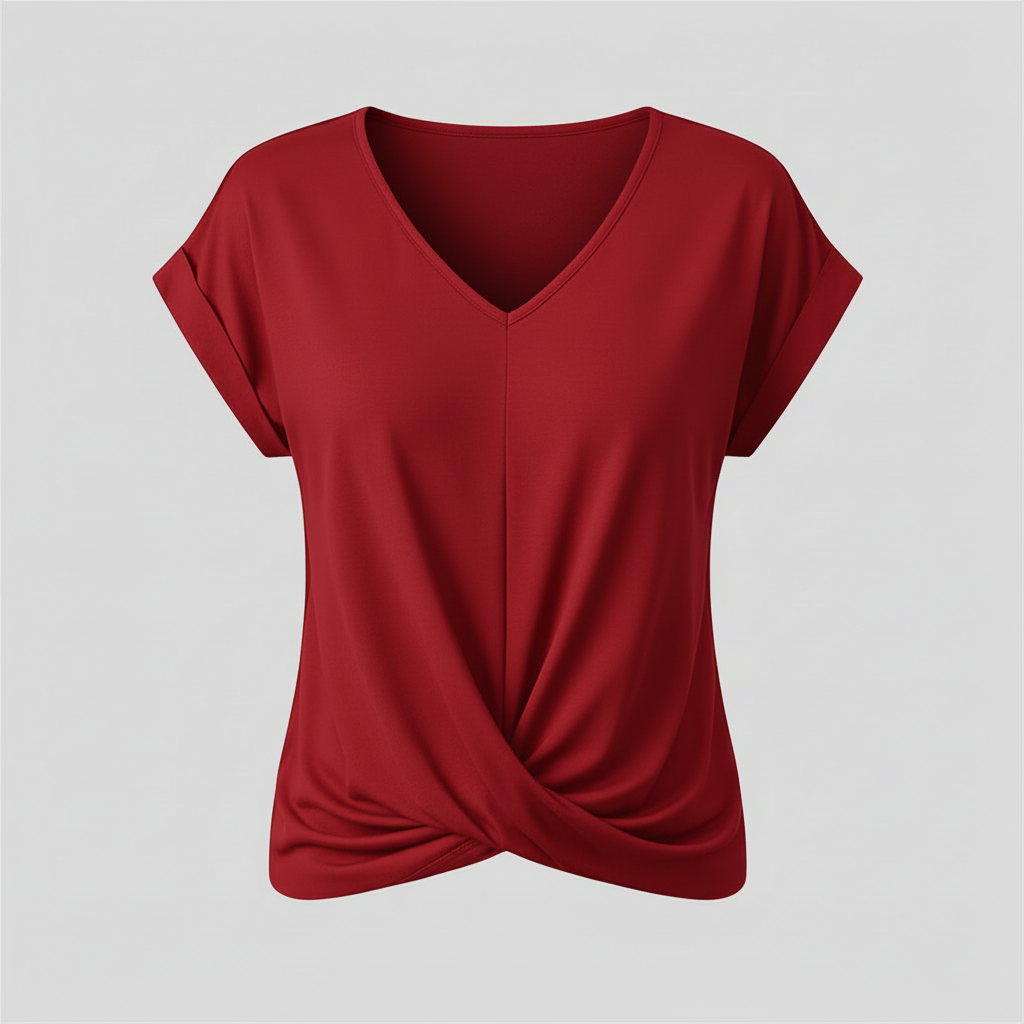V-Ausschnitt Twist-Top | Oberteil Damen Kurzarm