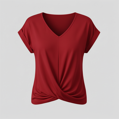 V-Ausschnitt Twist-Top | Oberteil Damen Kurzarm