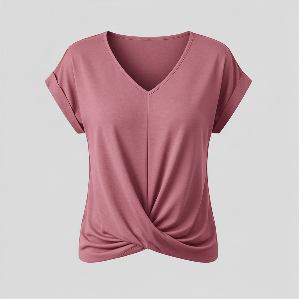 V-Ausschnitt Twist-Top | Oberteil Damen Kurzarm