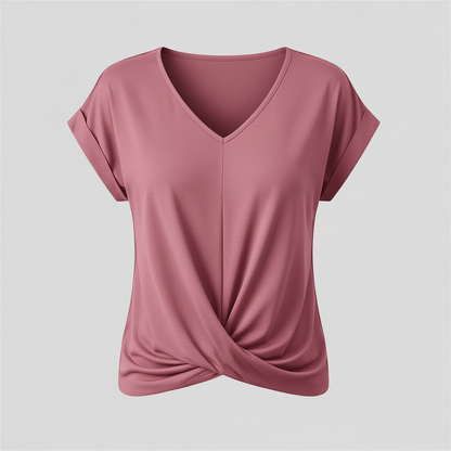 V-Ausschnitt Twist-Top | Oberteil Damen Kurzarm
