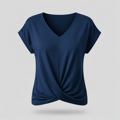V-Ausschnitt Twist-Top | Oberteil Damen Kurzarm
