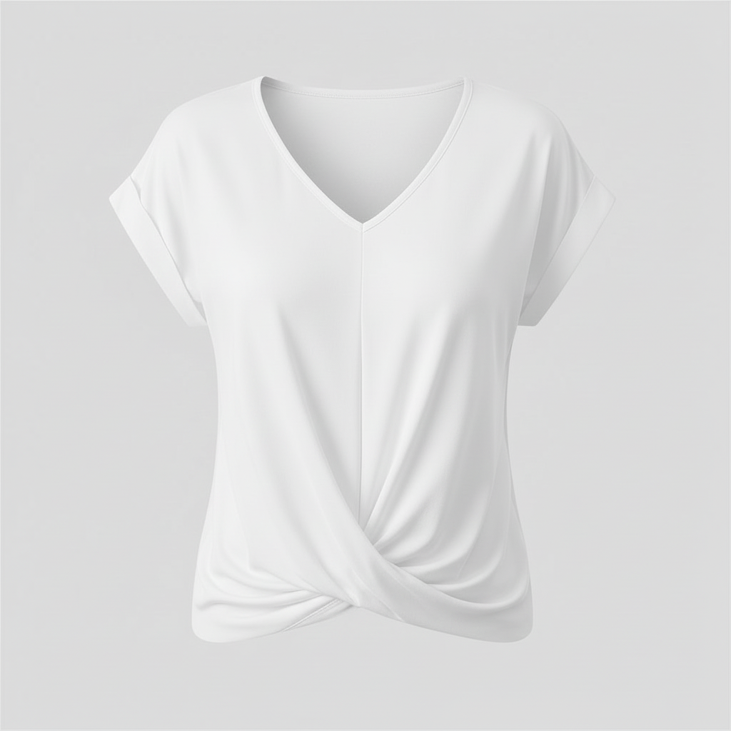 V-Ausschnitt Twist-Top | Oberteil Damen Kurzarm