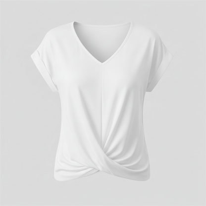 V-Ausschnitt Twist-Top | Oberteil Damen Kurzarm