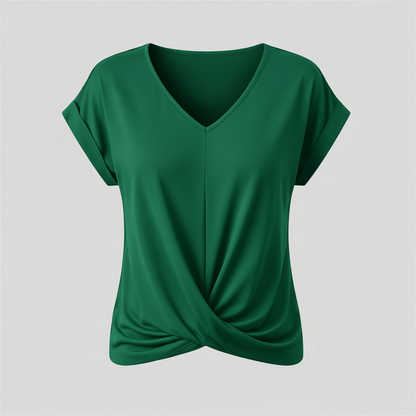 V-Ausschnitt Twist-Top | Oberteil Damen Kurzarm