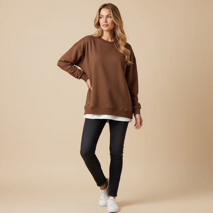 Oversized Rundhals Sweatshirt Damen | Lässiger Hoodie