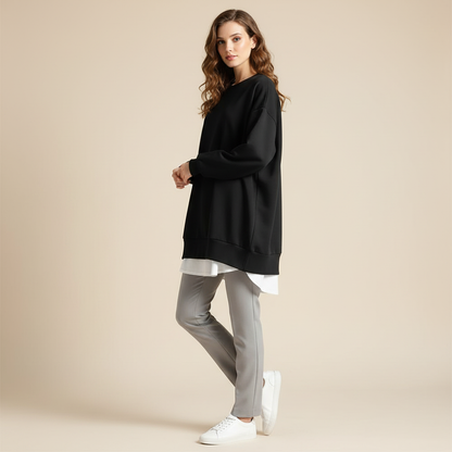 Oversized Rundhals Sweatshirt Damen | Lässiger Hoodie
