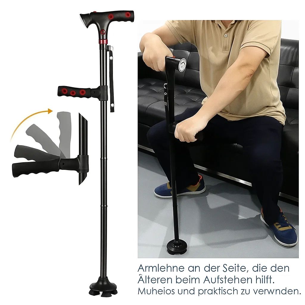 Faltbarer Gehstock – LED-Beleuchtung & SOS-Alarm Funktion