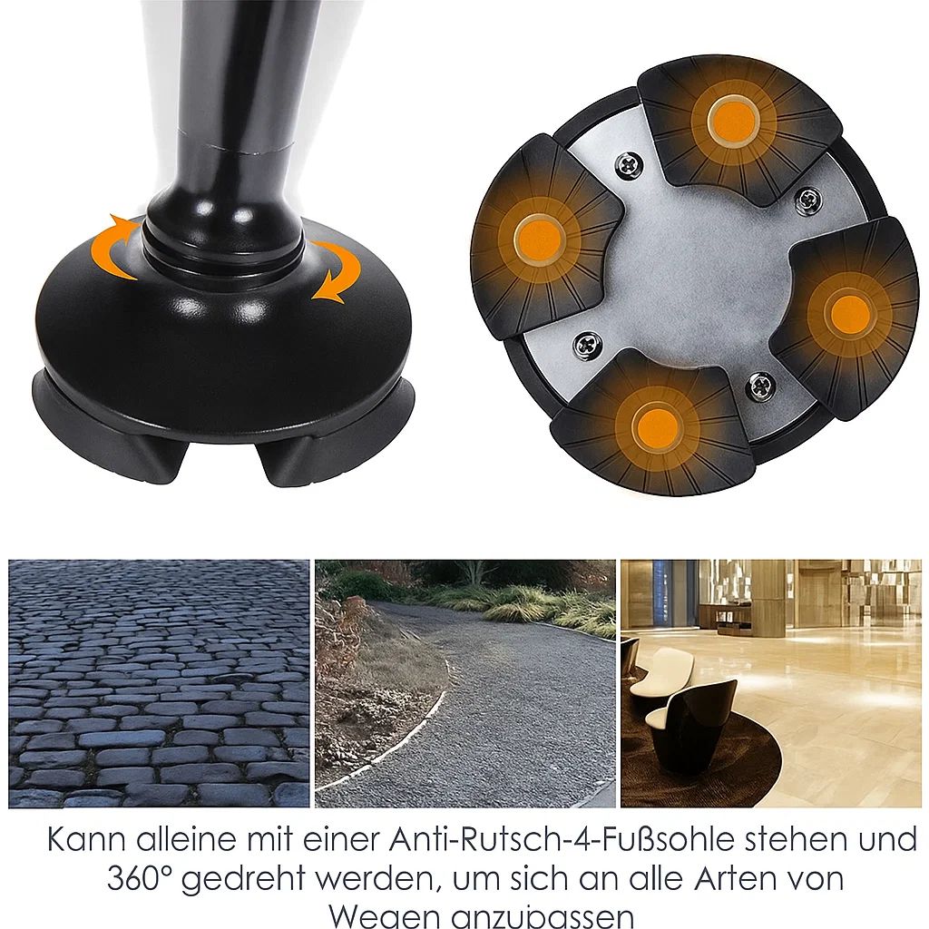 Faltbarer Gehstock – LED-Beleuchtung & SOS-Alarm Funktion