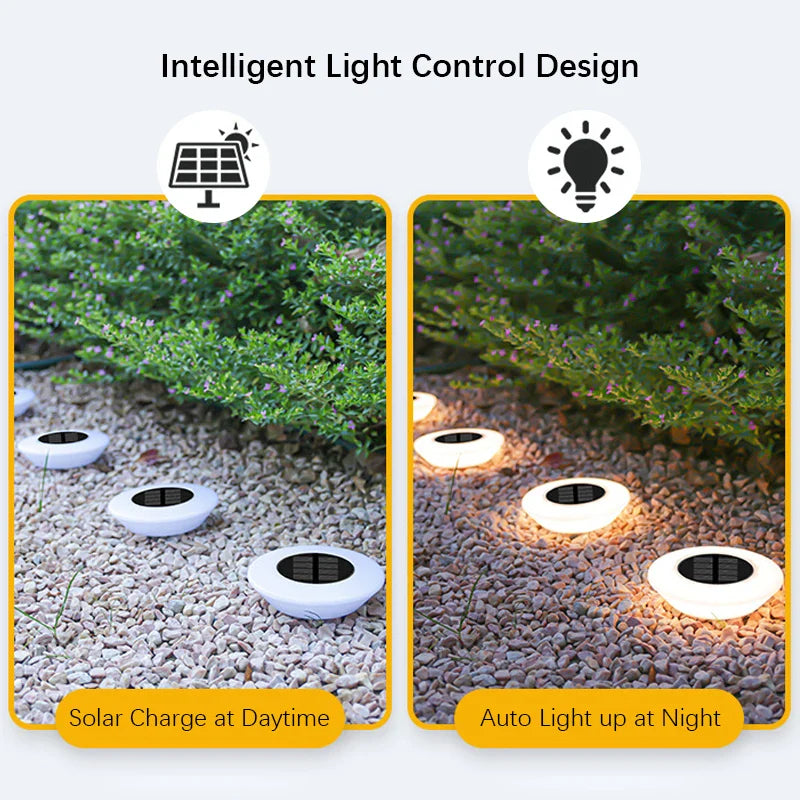 Solar-Bodenleuchte 14 LEDs 4er-Set – 360° Outdoor-Beleuchtung