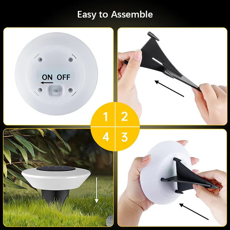 Solar-Bodenleuchte 14 LEDs 4er-Set – 360° Outdoor-Beleuchtung