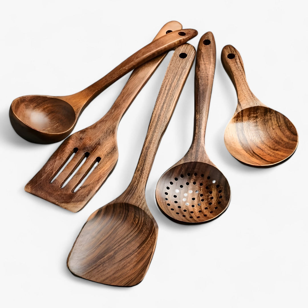 Holz-Küchenbesteck-Set 11-teilig – Mit Schneebesen & Kochutensilien