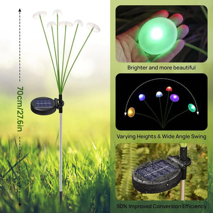 Solar-Pilzleuchte 6 Köpfe 2er-Set – Schwingende Gartenleuchte