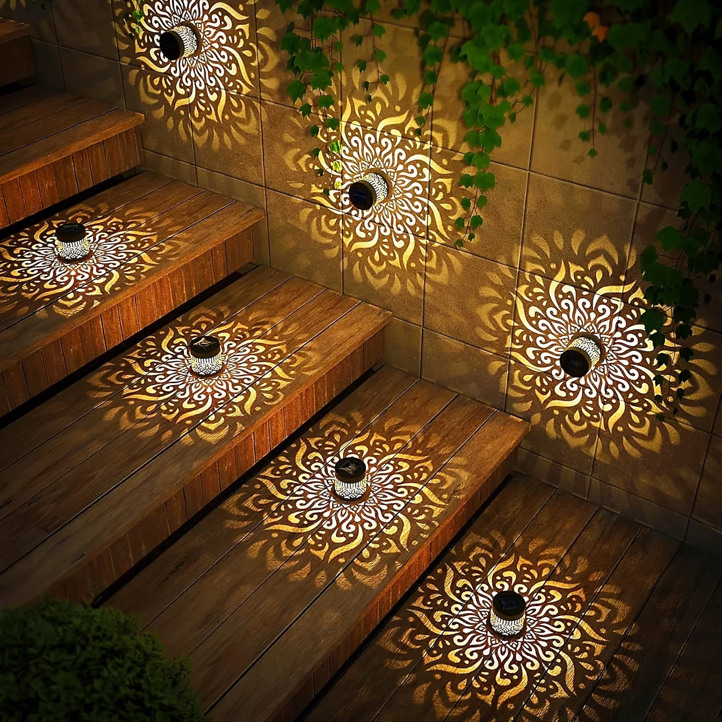 Solar-Laterne mit Schattenmuster – Dekoratives Lichtspiel & Outdoor