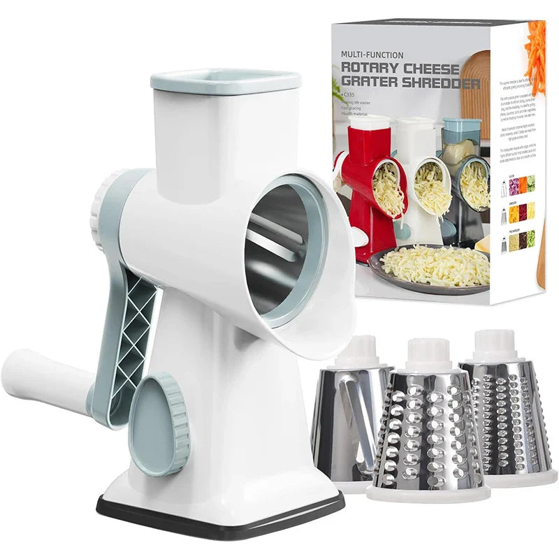 Rotationsreibe mit 3 Trommeln – Käse, Gemüse & Schokolade