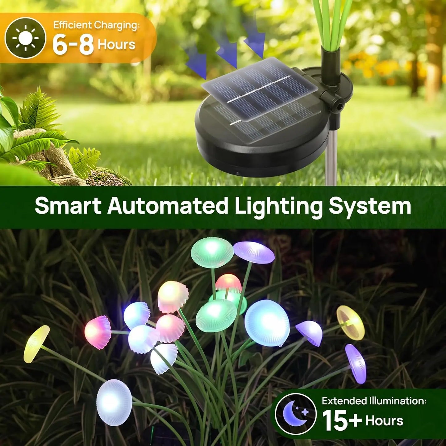 Solar-Pilzleuchte 6 Köpfe 2er-Set – Schwingende Gartenleuchte