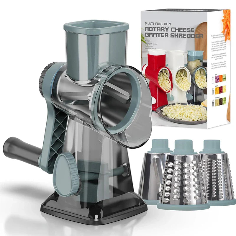 Rotationsreibe mit 3 Trommeln – Käse, Gemüse & Schokolade