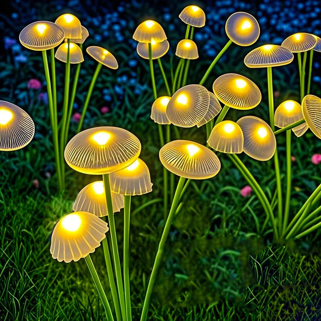 Solar-Pilzleuchte 6 Köpfe 2er-Set – Schwingende Gartenleuchte