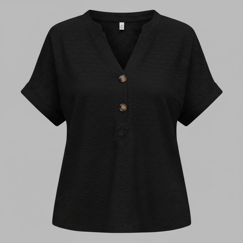 V-Ausschnitt Top Damen | Lässiges Kurzarmshirt für den Sommer