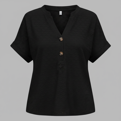 V-Ausschnitt Top Damen | Lässiges Kurzarmshirt für den Sommer
