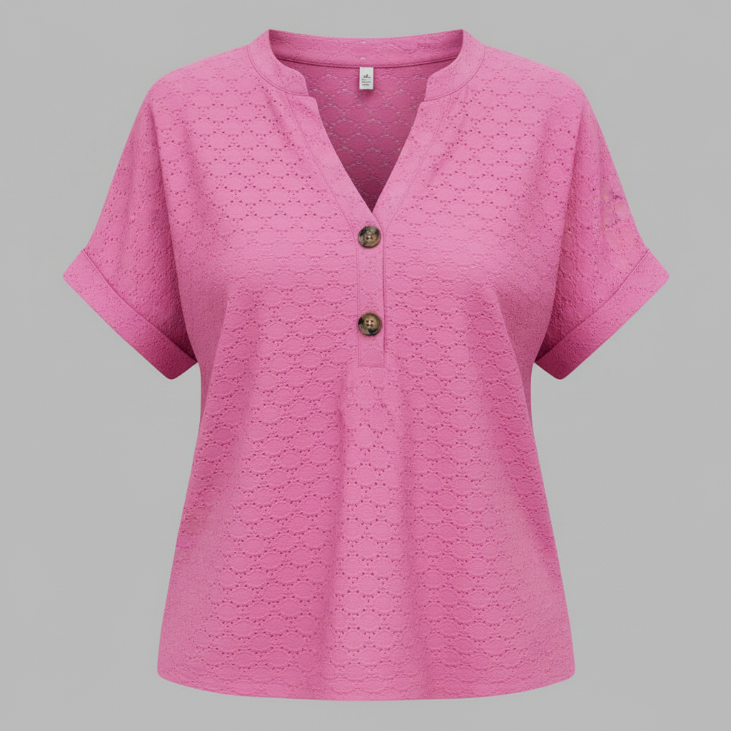 V-Ausschnitt Top Damen | Lässiges Kurzarmshirt für den Sommer