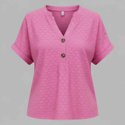 V-Ausschnitt Top Damen | Lässiges Kurzarmshirt für den Sommer