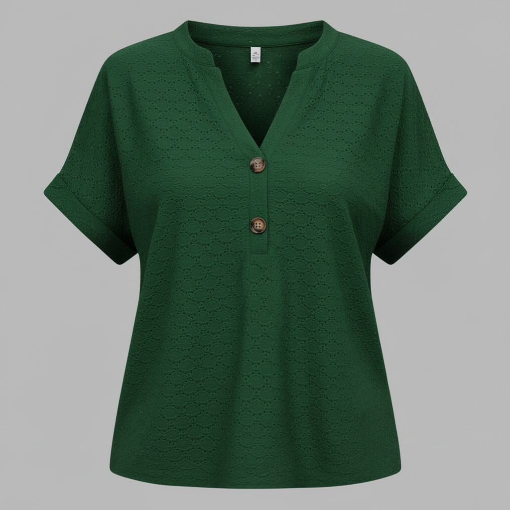 V-Ausschnitt Top Damen | Lässiges Kurzarmshirt für den Sommer
