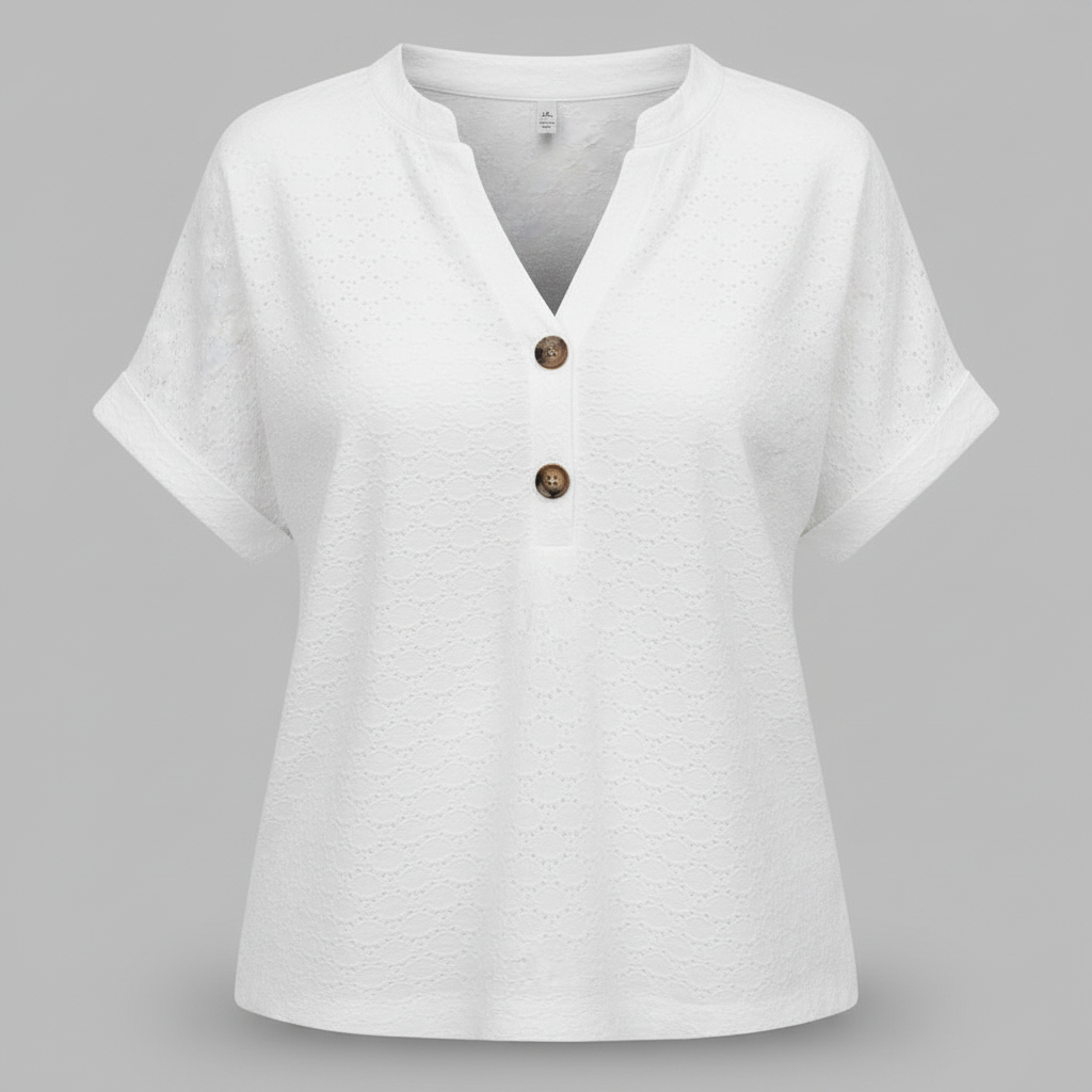 V-Ausschnitt Top Damen | Lässiges Kurzarmshirt für den Sommer