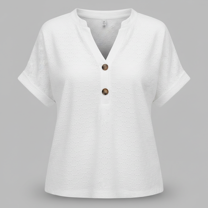 V-Ausschnitt Top Damen | Lässiges Kurzarmshirt für den Sommer
