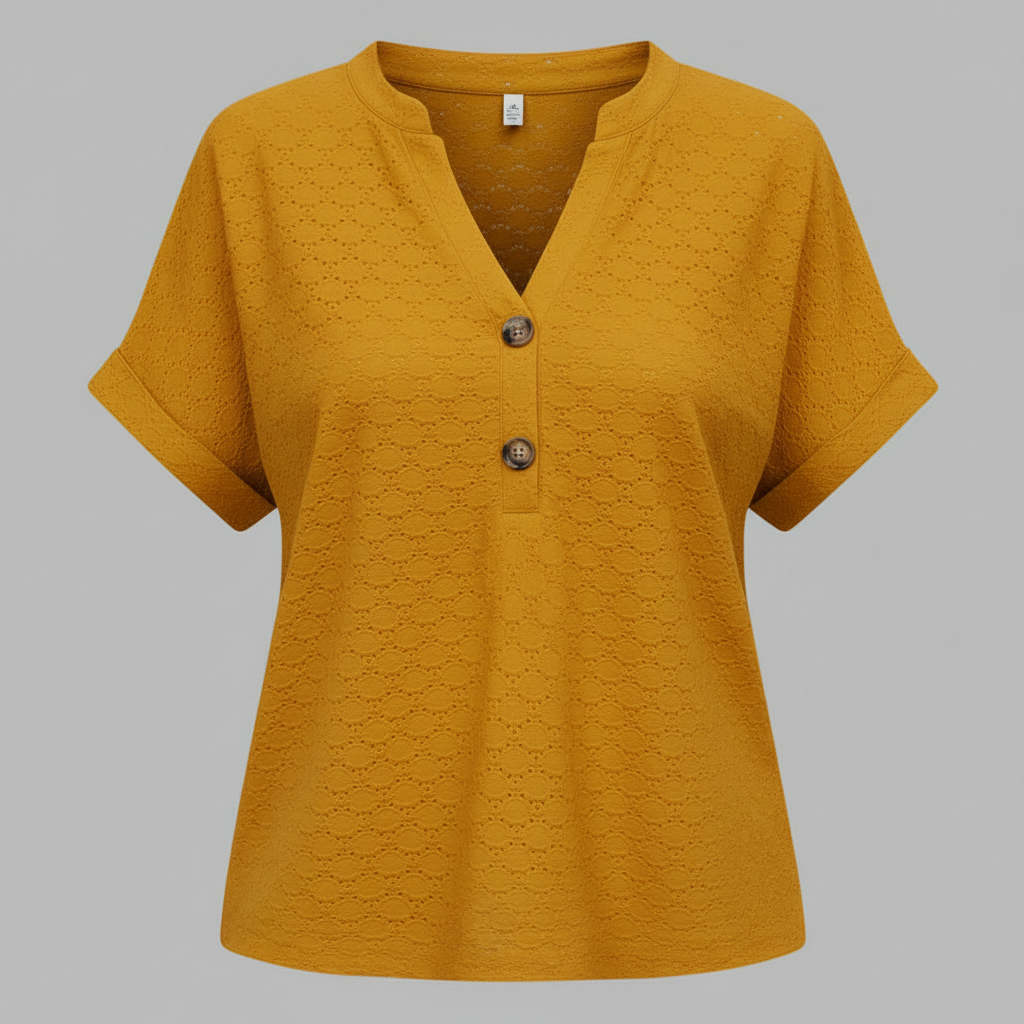 V-Ausschnitt Top Damen | Lässiges Kurzarmshirt für den Sommer