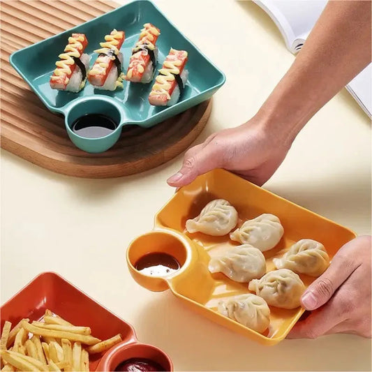 Dip-Teller mit Soßenfach – Kein Kleckern & Snack-Design