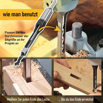Holzbohrer-Set Edelstahl – Quadratische Löcher & Präzisionsschnitt