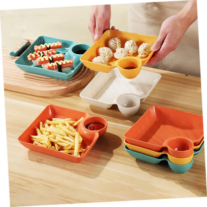 Dip-Teller mit Soßenfach – Kein Kleckern & Snack-Design