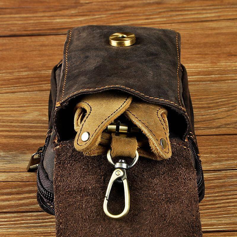 Herren Leder Bauchtasche – RFID-Schutz Multifach & Wasserdicht